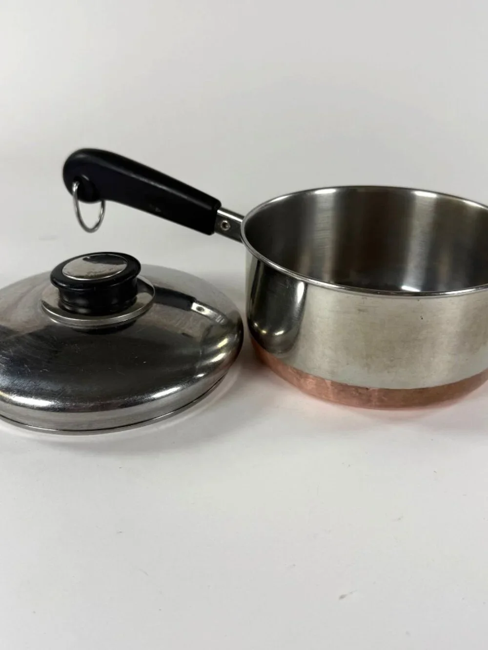 Vintage Revere Ware 1 Qt Stainless Steel Saucepan Copper Bottom w/ Lid Indonesia